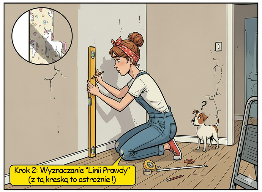 wyznaczenie pionu przed tapetowaniem